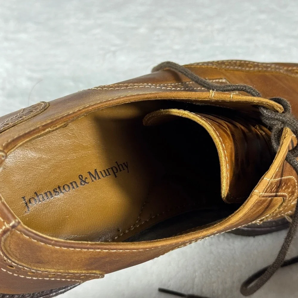 Johnston & Murphy Conway Men's Tan Leather Wingtip Oxford Shoes Size 10M
